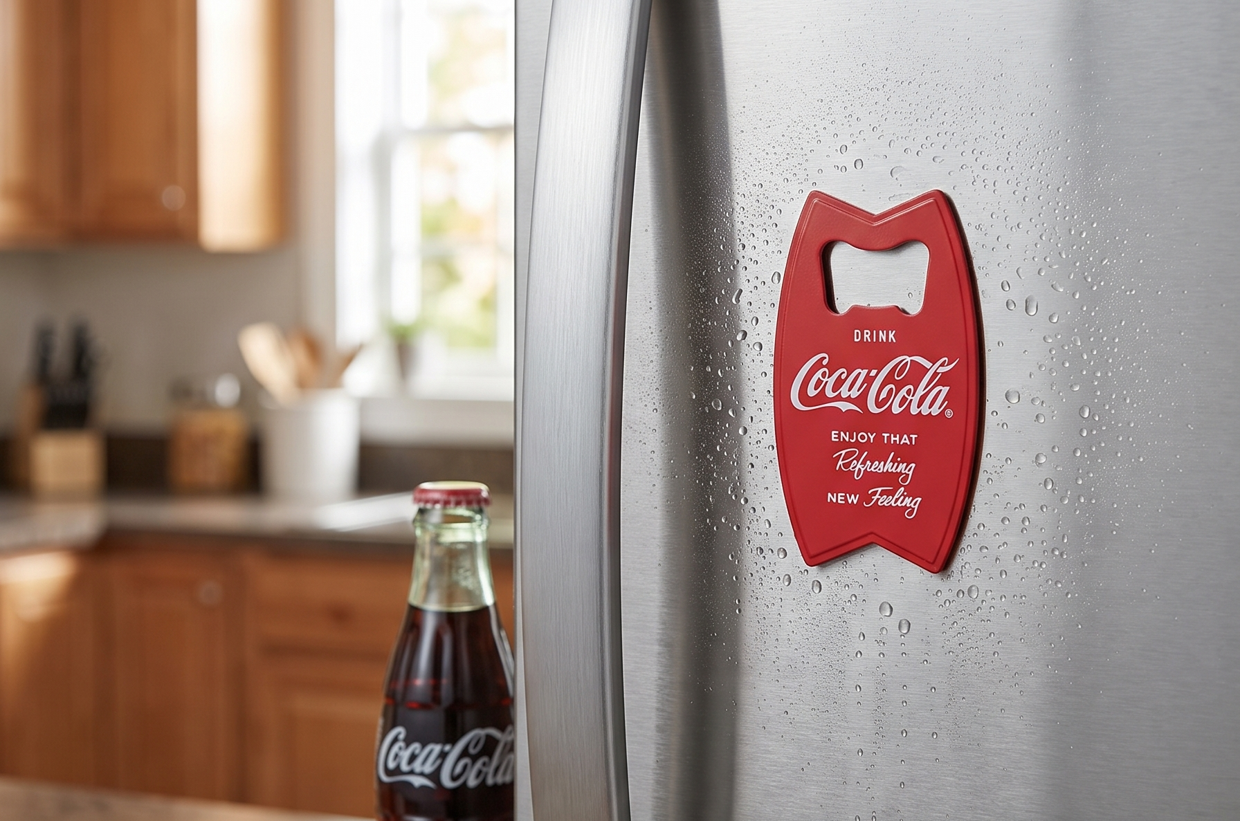 Tablecraft Stainless Steel Coca-Cola Bottle Opener Fridge Magnet, Red