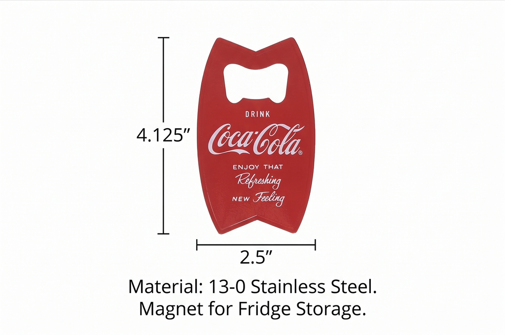 Tablecraft Stainless Steel Coca-Cola Bottle Opener Fridge Magnet, Red