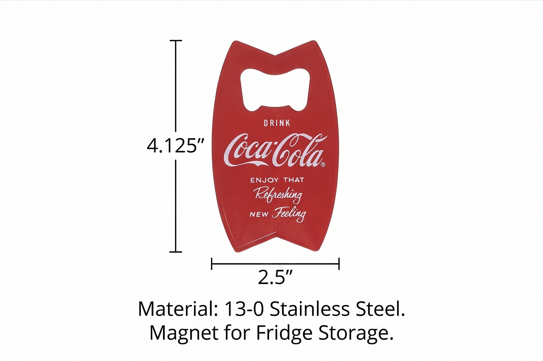 Tablecraft Stainless Steel Coca-Cola Bottle Opener Fridge Magnet, Red