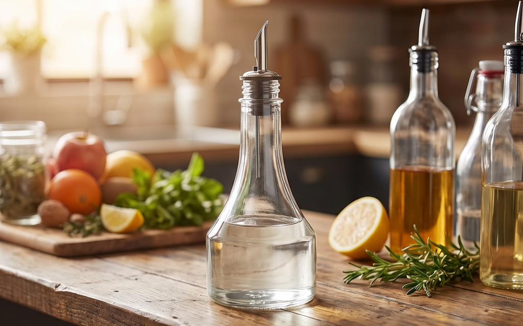 KegWorks Glass Syrup Bottle with Stainless Steel Pourer,transparent - 8 oz