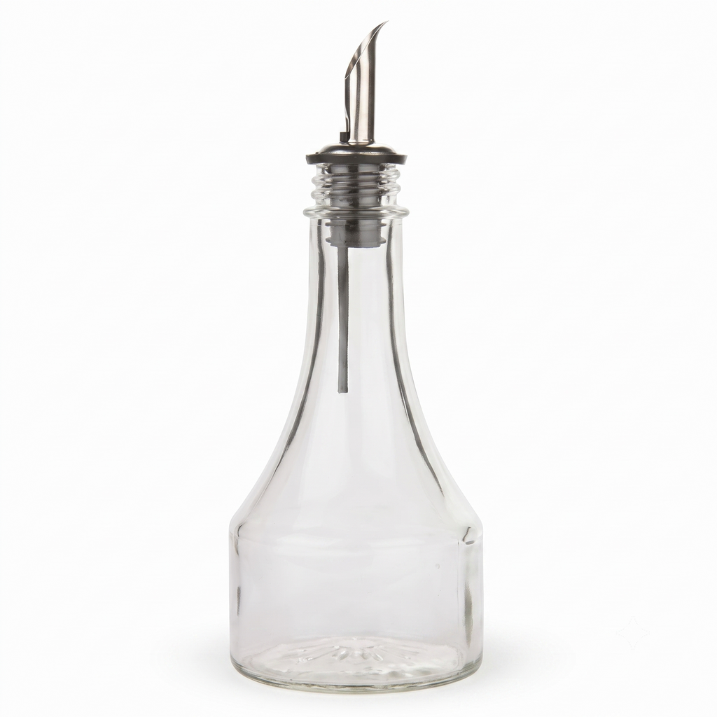 KegWorks Glass Syrup Bottle with Stainless Steel Pourer,transparent - 8 oz