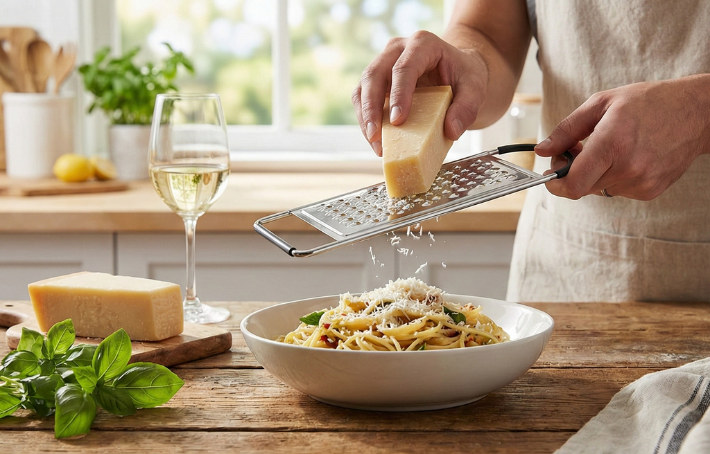 TableCraft SG206BH, 12.25" x 4.25" Stainless Steel Flat Grater, Extra Coarse Holes for Shredding Cheese and Vegetables, Compact and Easy to Store, Dishwasher Safe