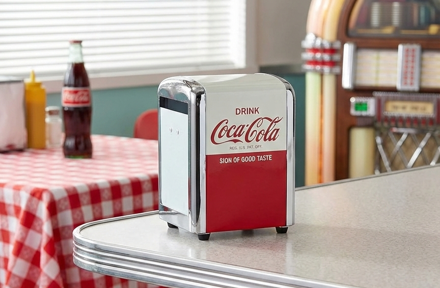 Tablecraft Coca-Cola Napkin Dispenser, Half, Red