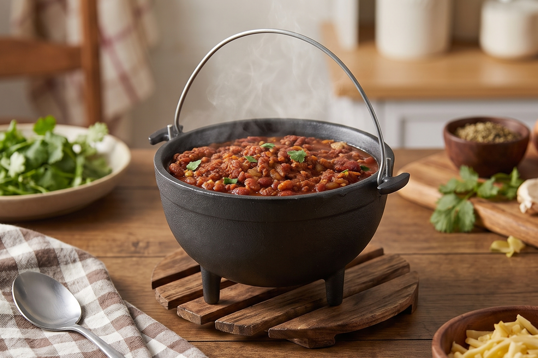 TableCraft Products CW30151 Cast Iron Mini Round Kettle Server, 5" diameter (6" with handles) x 2 1/2",Black
