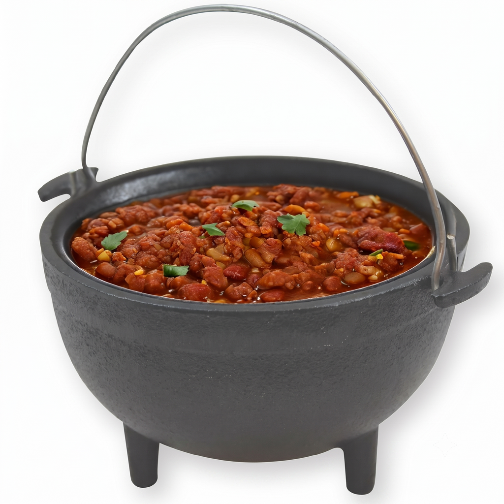 TableCraft Products CW30151 Cast Iron Mini Round Kettle Server, 5" diameter (6" with handles) x 2 1/2",Black