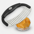 TableCraft H6610 Single Mezzaluna – Wavy Crinkle Cutter for Fruits, Vegetables, Pickles & Potatoes – Stainless Steel, One-Handed, Crinkle Cut Tool for Meal Prep – Easy to Clean, Dishwasher Safe- Small