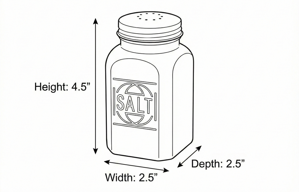 Tablecraft Salt Shaker with Metal Top, 2.5 x 2.5 x 4.5, Green
