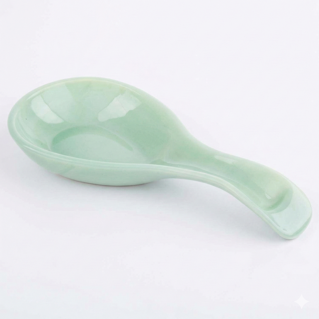 Tablecraft Glass Spoon Rest, 8 x 3.5 x 1.25, Green