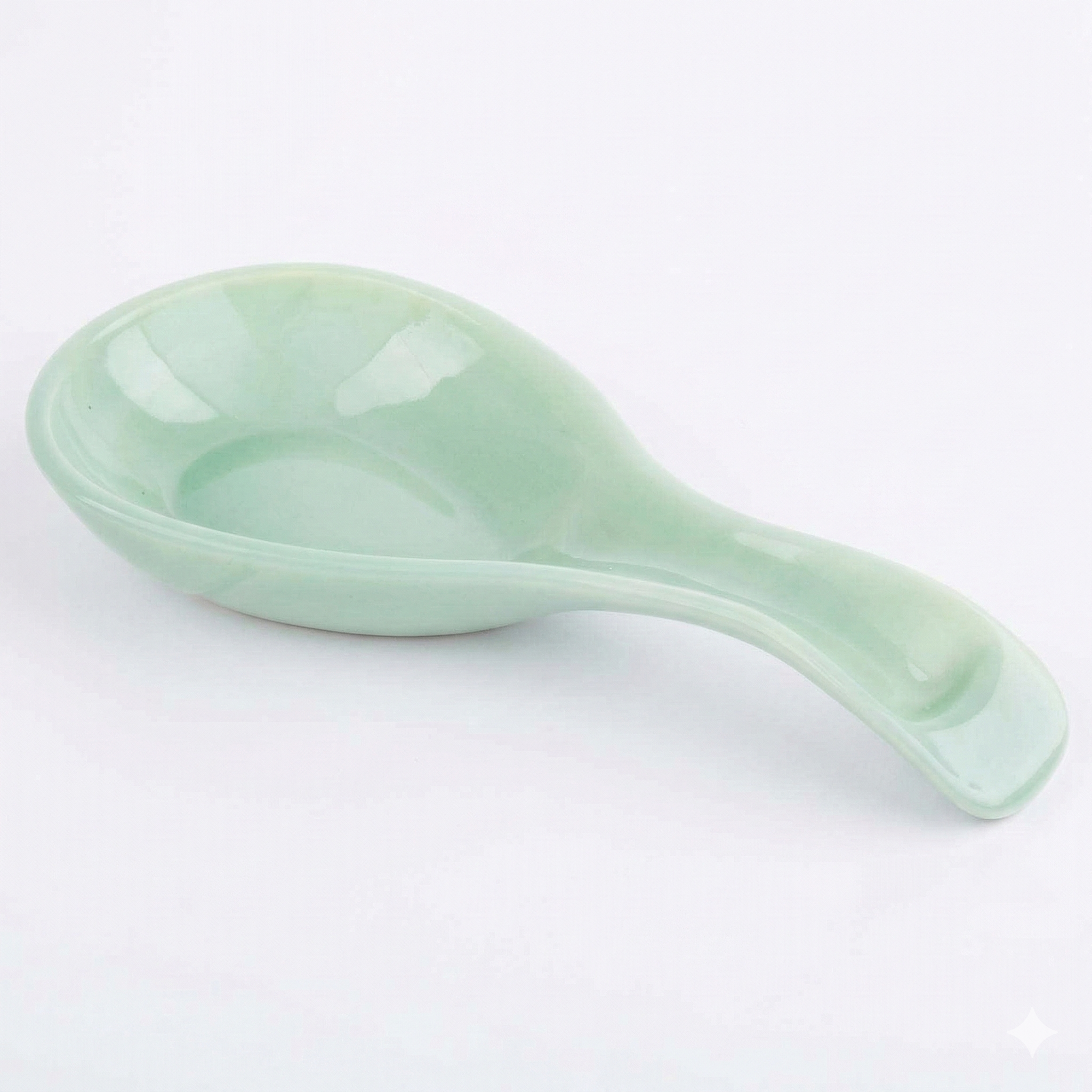 Tablecraft Glass Spoon Rest, 8 x 3.5 x 1.25, Green
