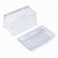 Tablecraft Double Dish, Clear Glass, Embossed Butter, 6.5 x 4 x 3.5