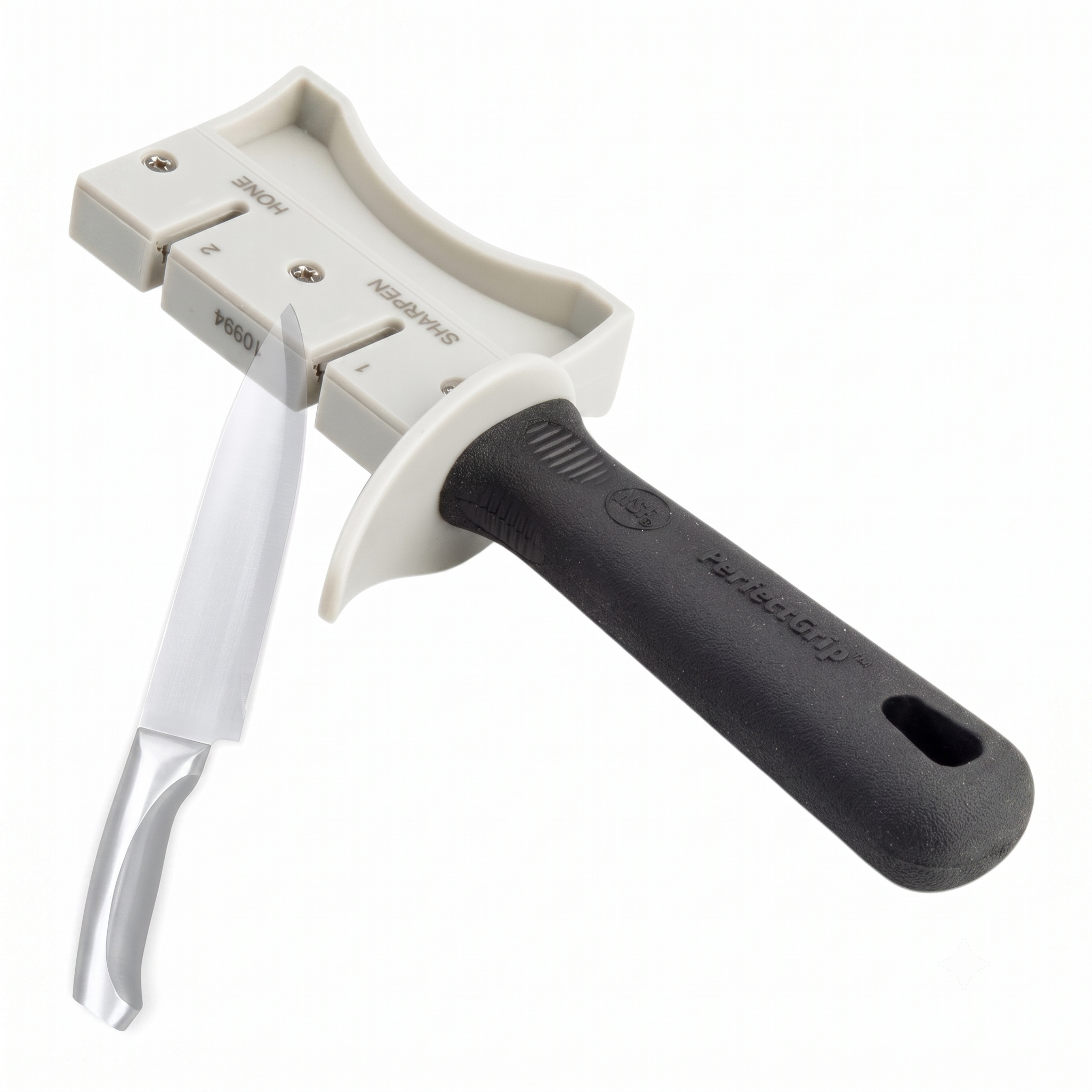 TableCraft 10994 PerfectGrip Hand Held Sharpener, 7" x 1.5" x 3.25", Tungsten Carbide, NSF Certified, Ergonomic Design, Dishwasher Safe