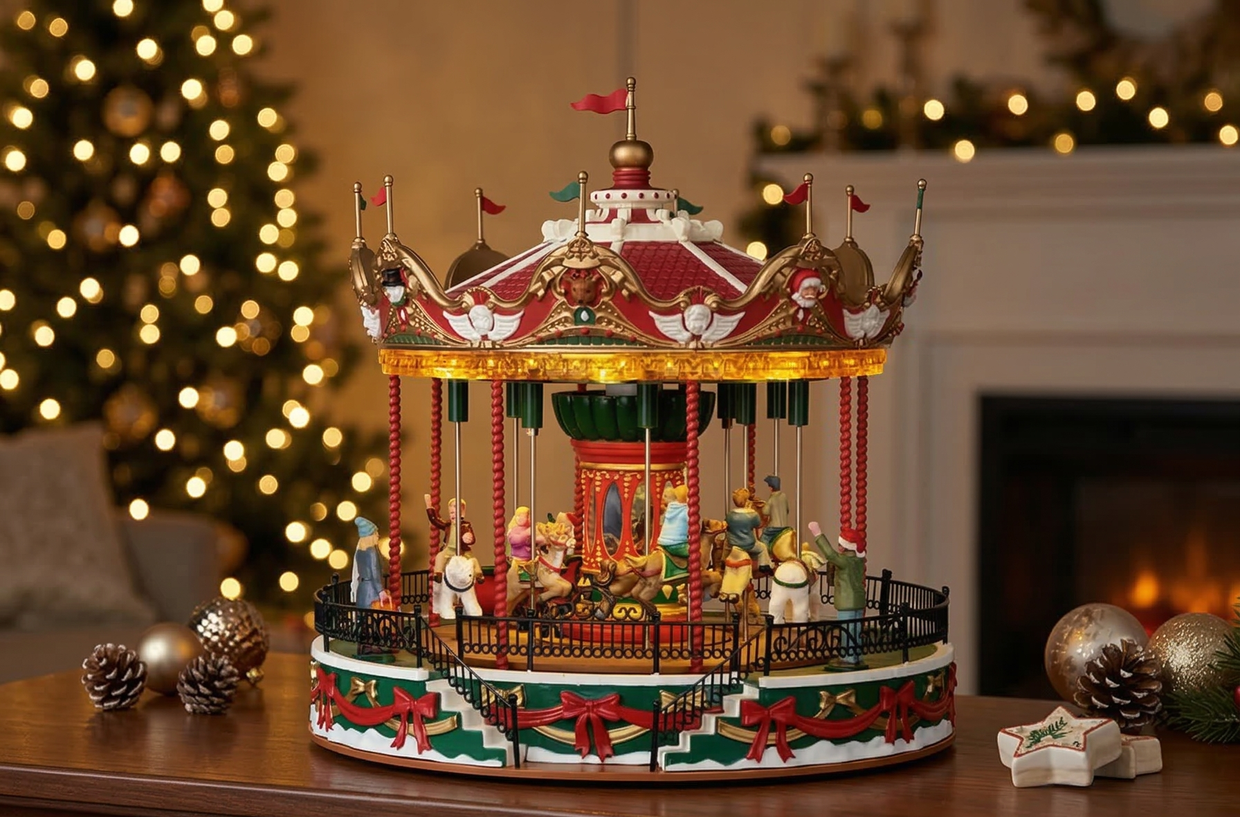 Lemax Carnival-Sights & Sounds: Santa Carousel-(34682-UK), Resin, Multicolor
