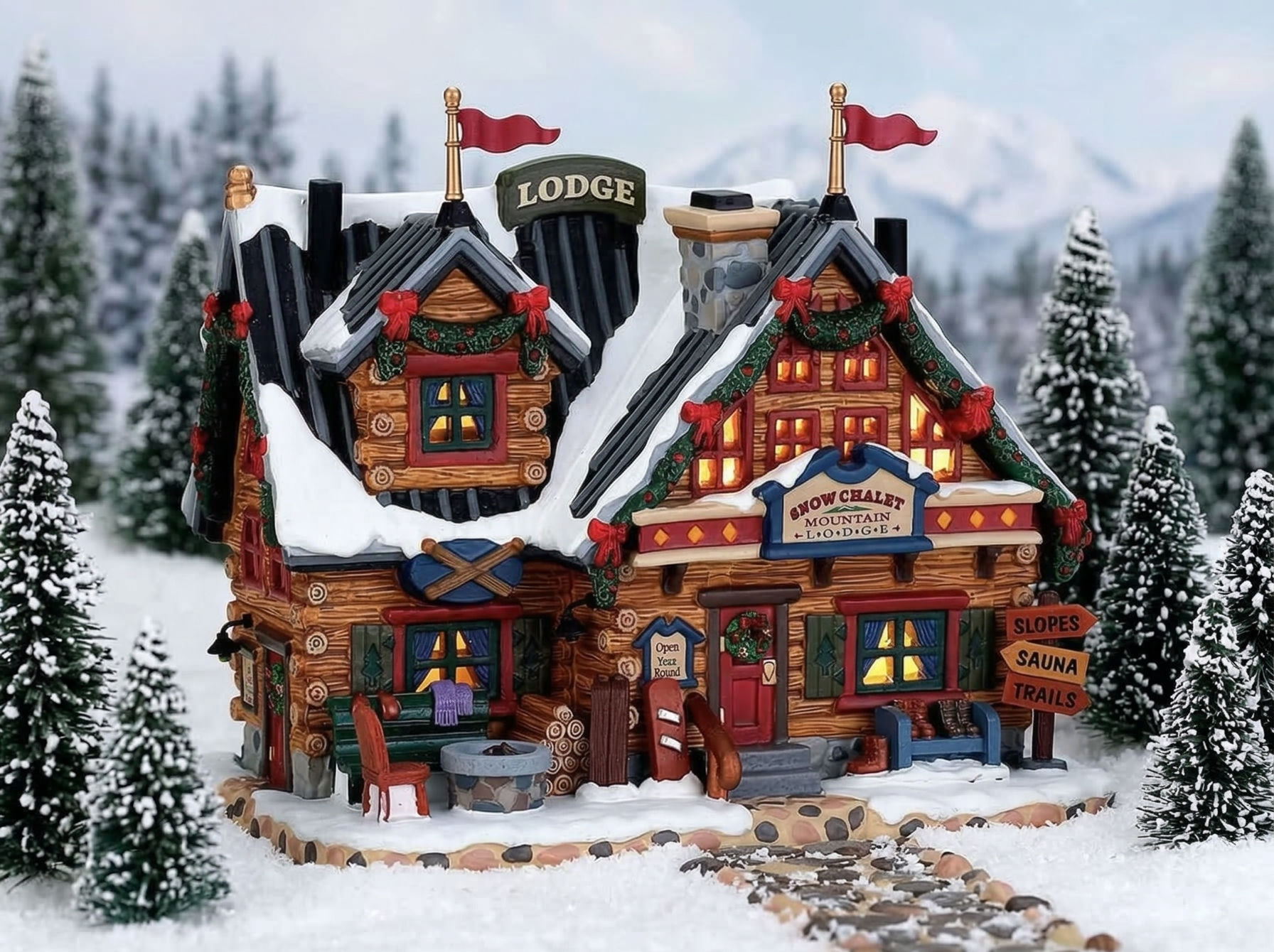 Lemax Vail Village Lighted Building: Apres-Ski Lodge, Porcelain