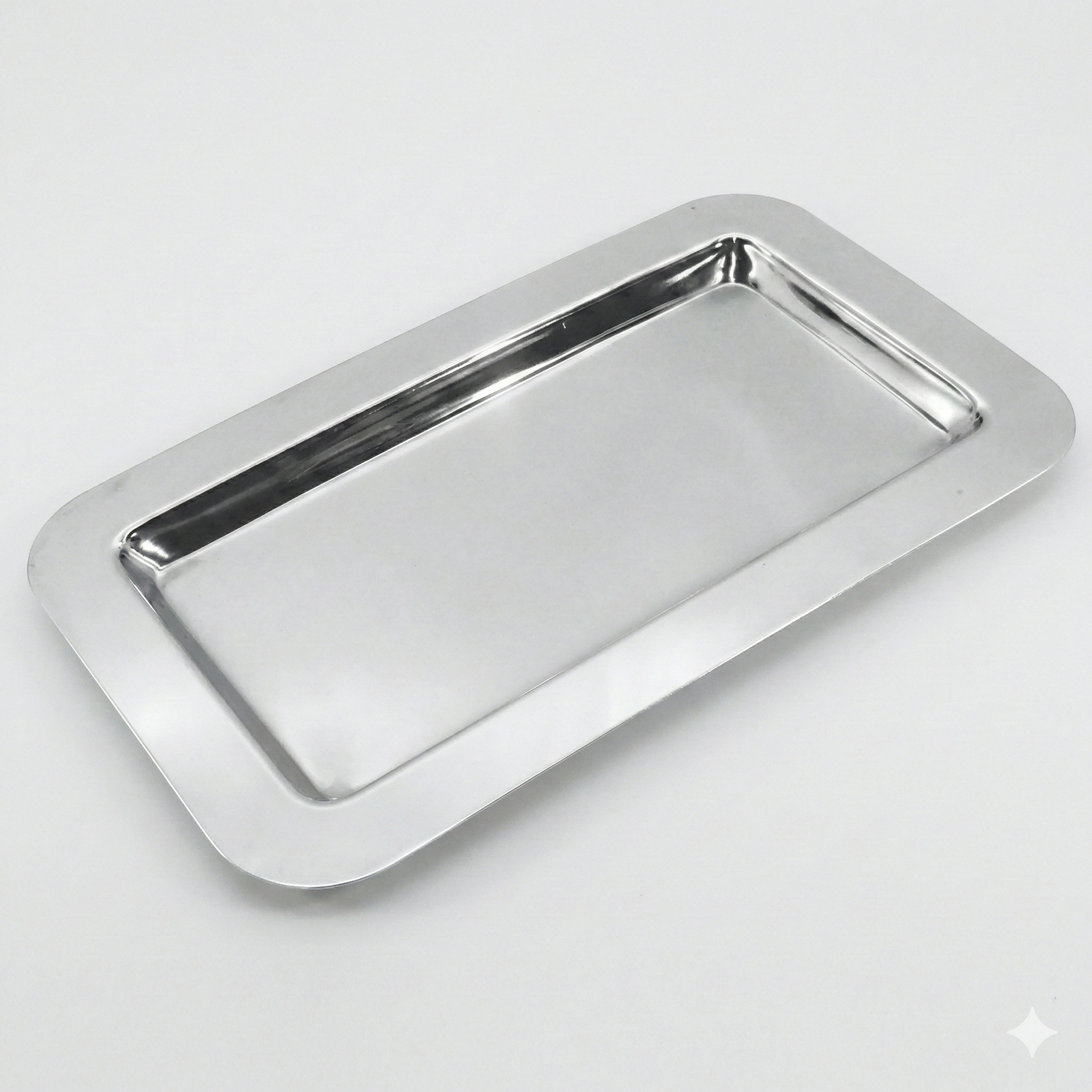 Frieling Silver Tray - 9.4 x 5.6 in Rectangular Polished Mirrored Finish - 18/10 Mirrored Stainless Steel Metal Serving Tray for Coffee, Tea & Desserts