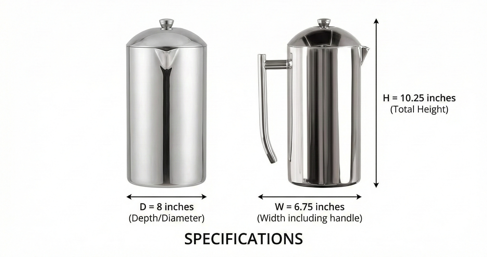 Frieling Double-Walled Stainless Steel French Press Coffee Maker - 44 oz, Polished, Extra Large Stainless Steel Coffee Press for Commercial Use - Camping Coffee Makers & Tea Press