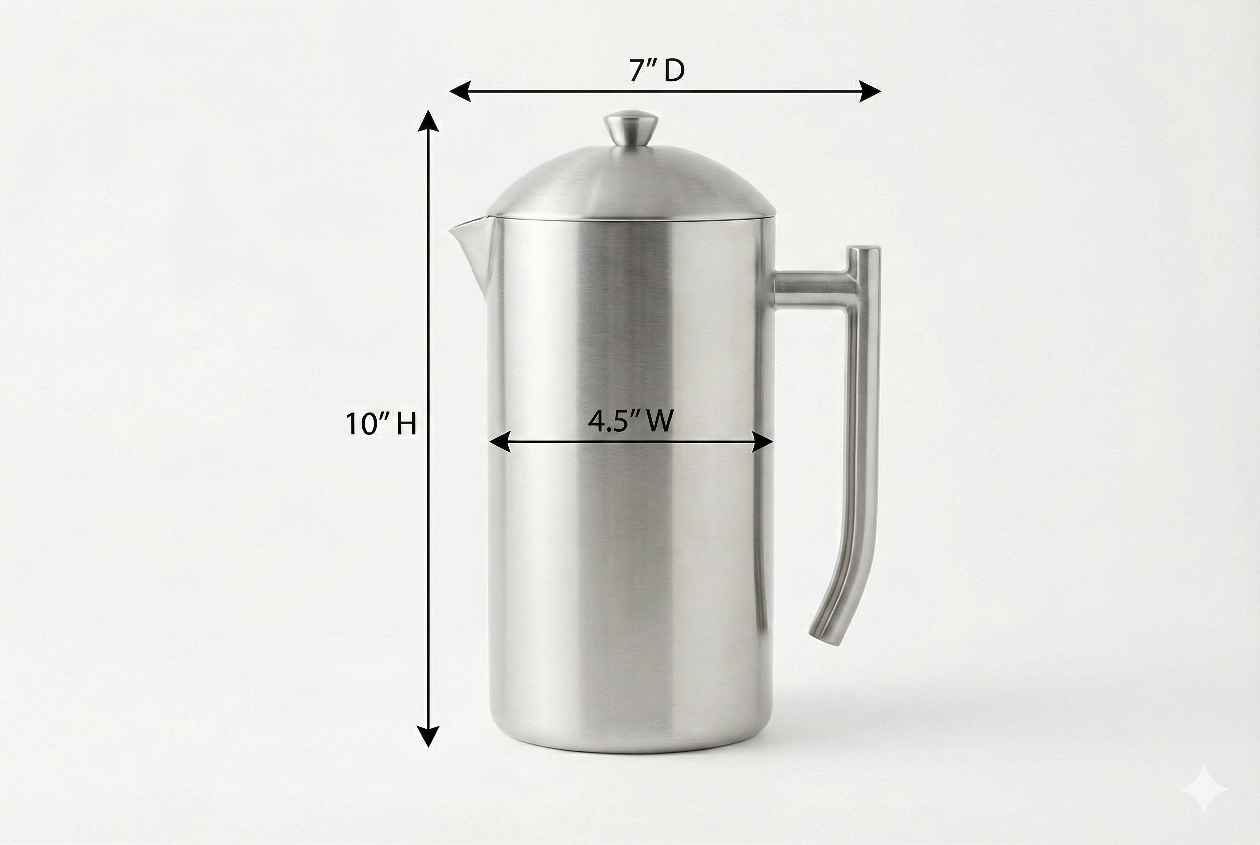 Frieling Coffee Press Stainless Steel French Press Coffee Maker - 44 oz, Brushed Stainless Steel - Double-Walled Insulated Zero Sediment Filter - For Home & Camping