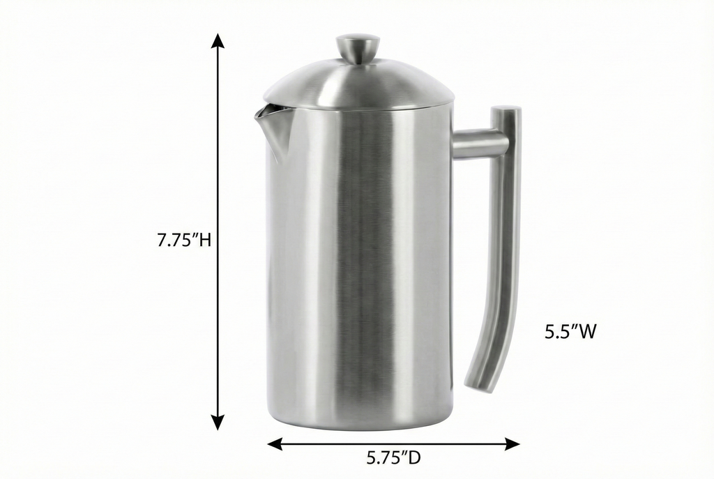 Frieling Double-Wall Stainless Steel Coffee Press - 17 oz - Insulated French Press Coffee Maker for Camping & Travel - Non Plastic Design