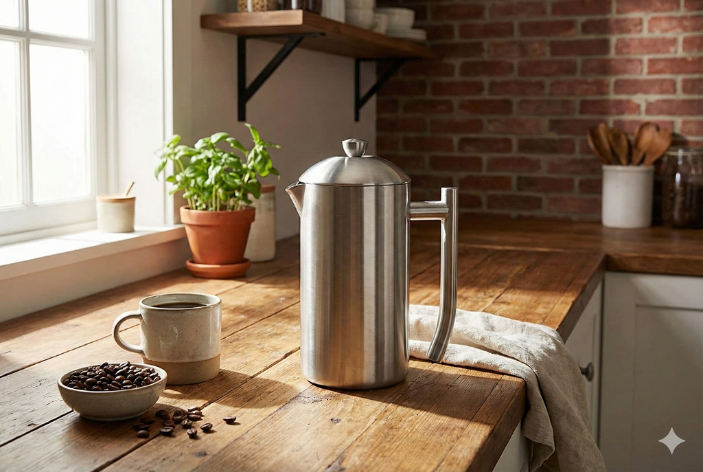 Frieling Double-Walled Stainless Steel French Press Coffee Maker - Brushed 36 oz (1 Liter) Insulated Coffee Press