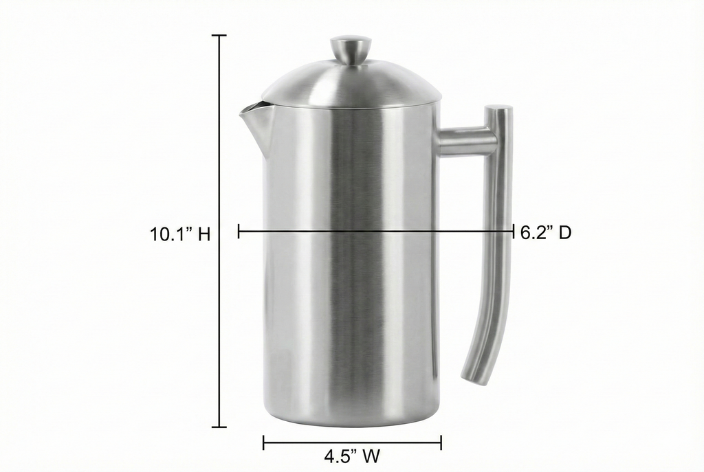 Frieling Double-Walled Stainless Steel French Press Coffee Maker - Brushed 36 oz (1 Liter) Insulated Coffee Press