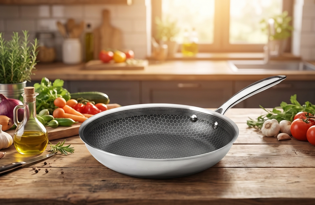 Black Cube Frieling Quick Release Cookware Fry Pan - 9.5-Inch - Non Stick Frying Pans - Quick Release Pans - Stainless Steel Non Stick - Stainless Fry Pan Hybrid Cookware