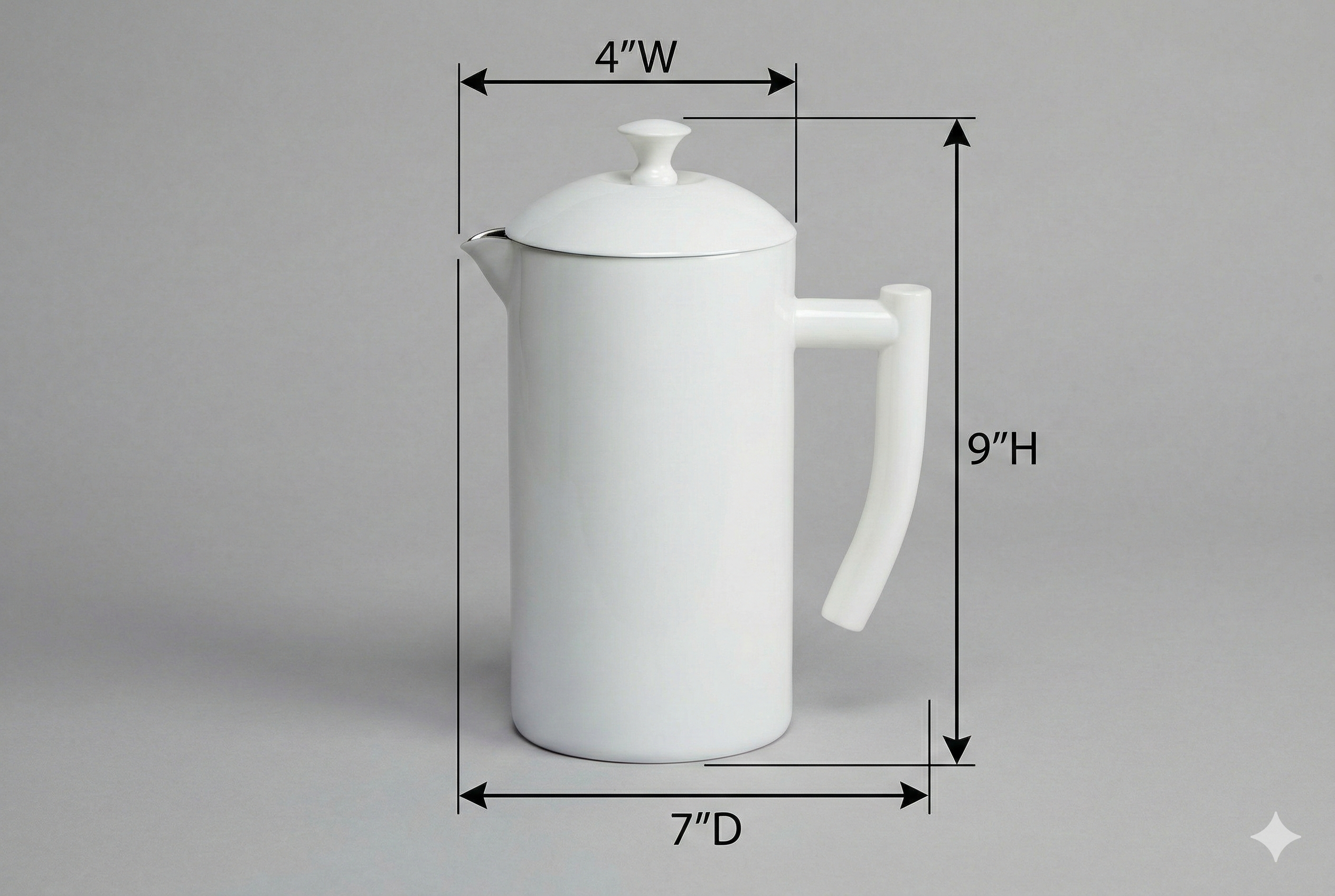 Frieling Double-Walled French Press Coffee Maker - Stainless Steel Coffee Maker with Reusable Filter (34 Fl Oz, White)