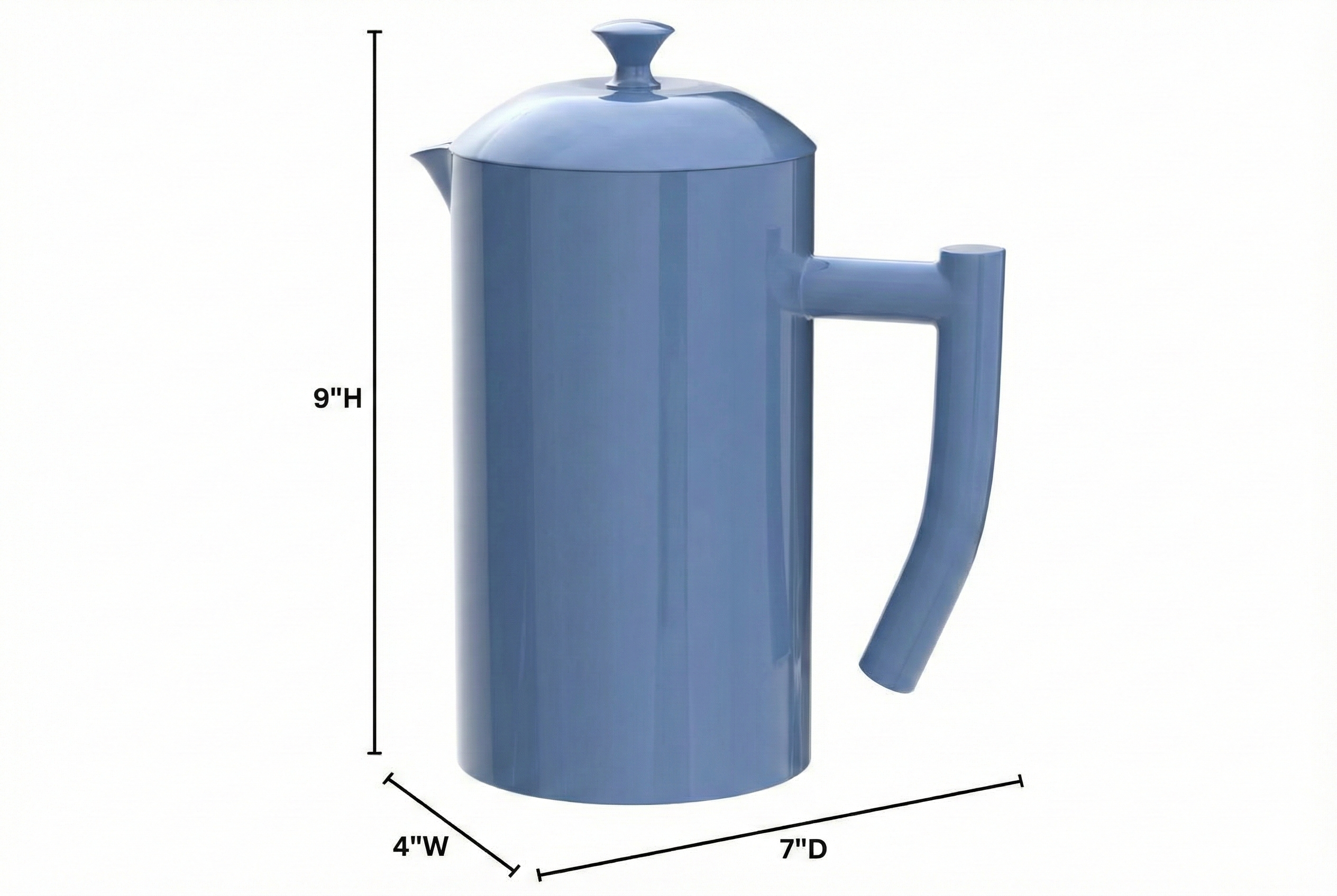 Frieling Double-Walled Stainless Steel French Press Coffee Maker, Navy, 34 fl oz.