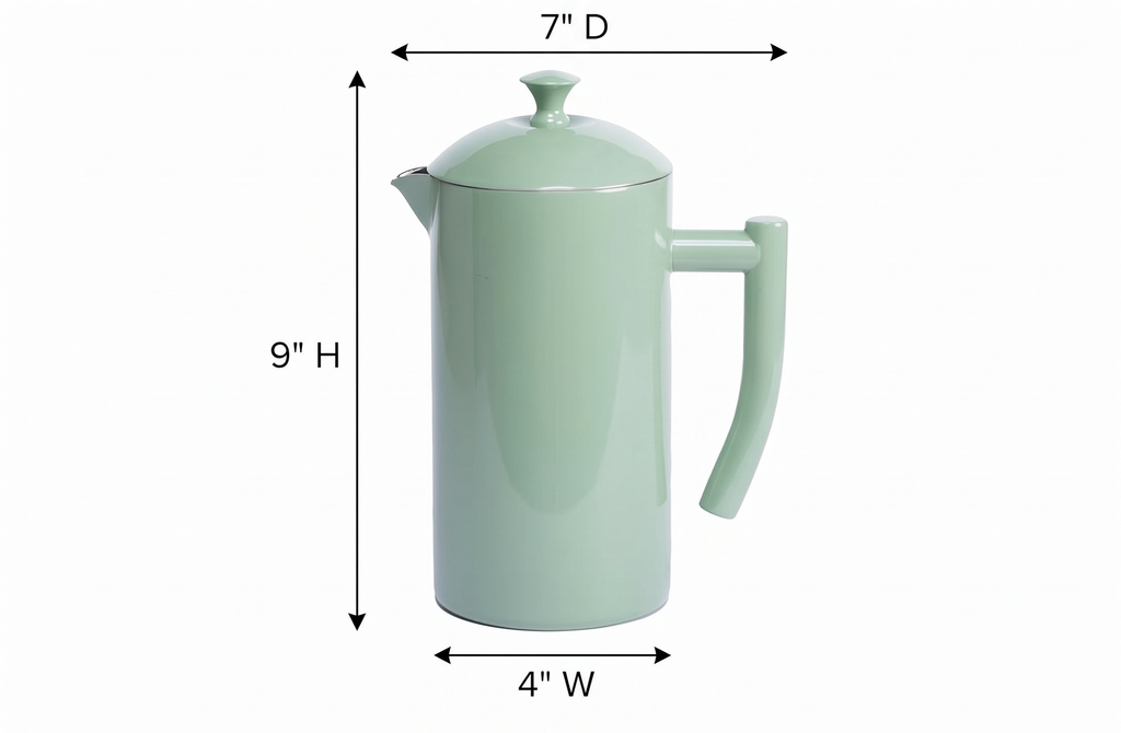 Frieling Double-Walled Stainless Steel French Press Coffee Maker, Dilly Bean Green, 34 fl oz.