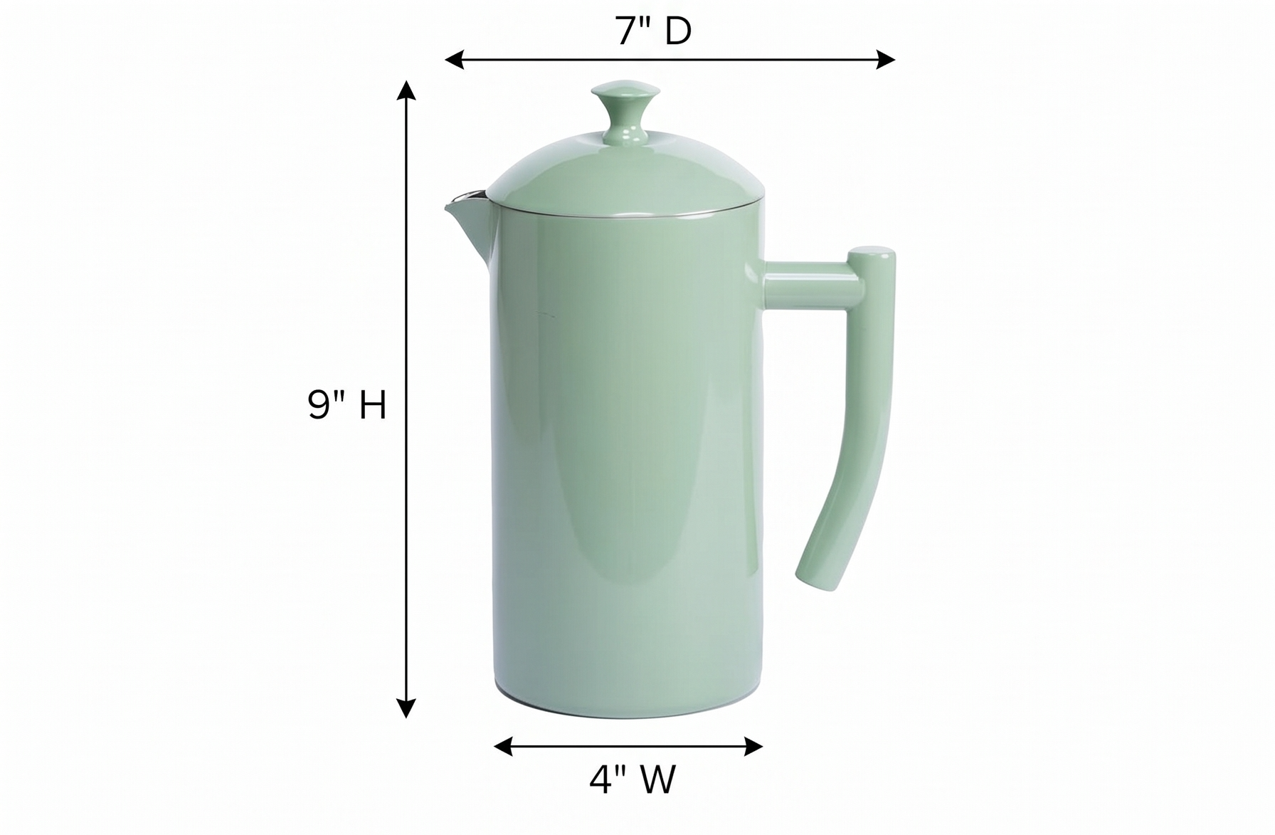 Frieling Double-Walled Stainless Steel French Press Coffee Maker, Dilly Bean Green, 34 fl oz.