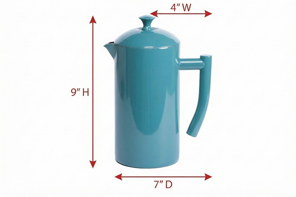 Frieling Double-Walled Stainless Steel French Press Coffee Maker, Lagoon Blue, 34 fl oz.