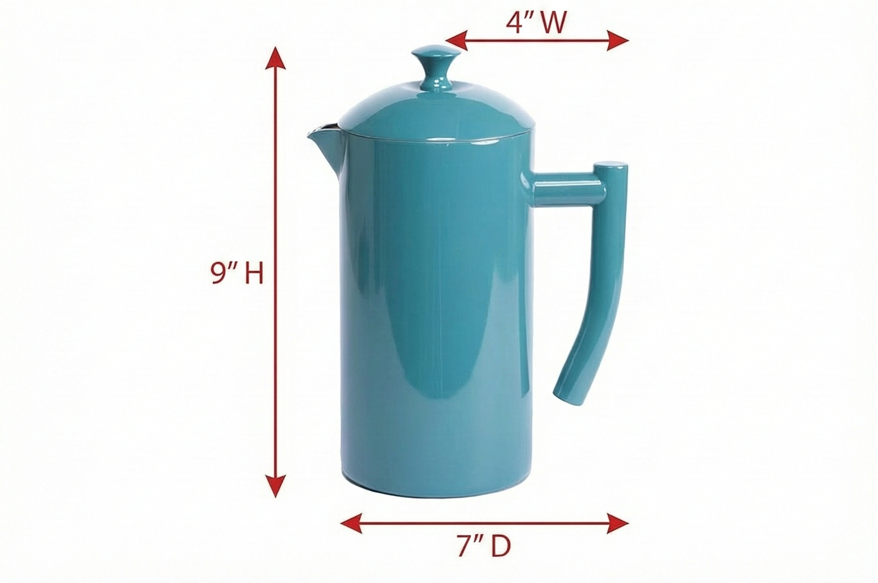 Frieling Double-Walled Stainless Steel French Press Coffee Maker, Lagoon Blue, 34 fl oz.