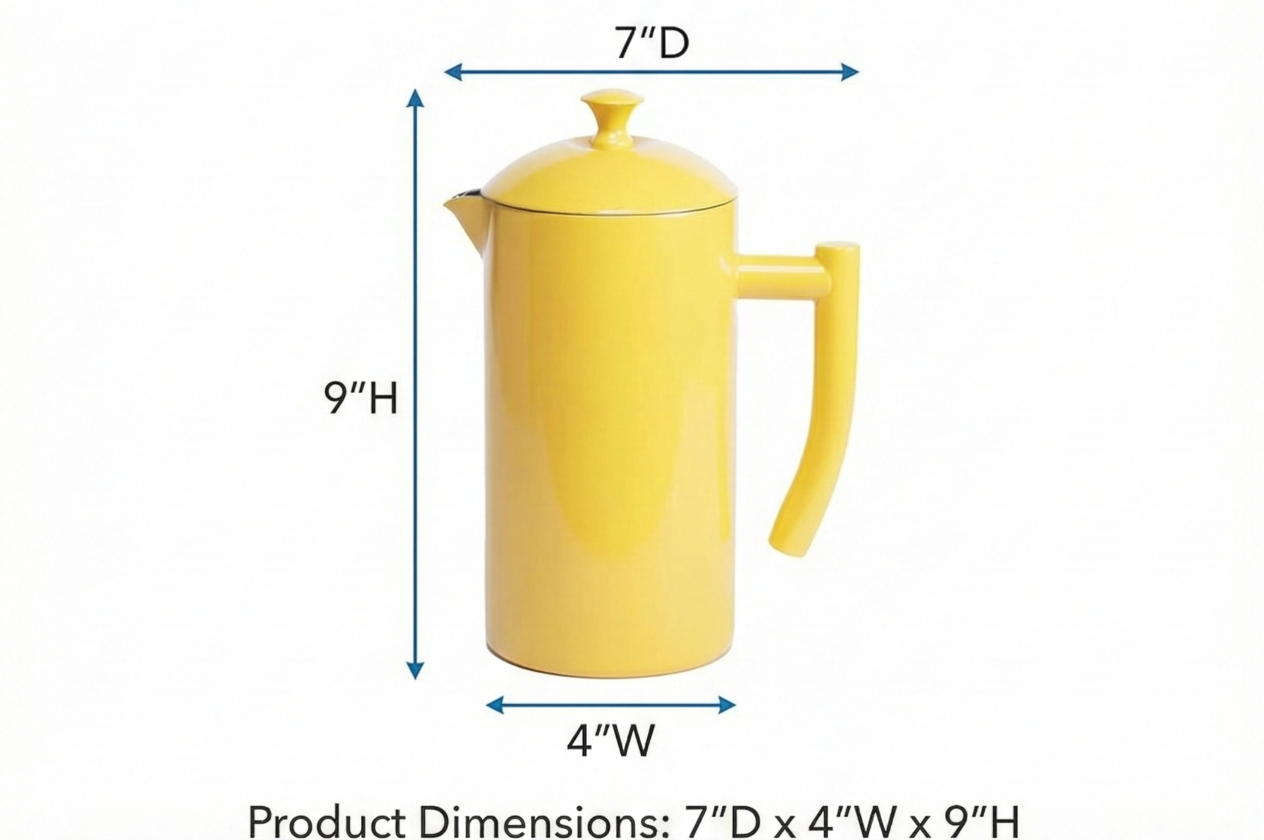 Frieling Stainless Steel French Press Coffee Maker - 34 Fl Oz, Yellow - Double-Walled with Double Filter - Insulated Plastic-Free Coffee Press for Camping & Travel