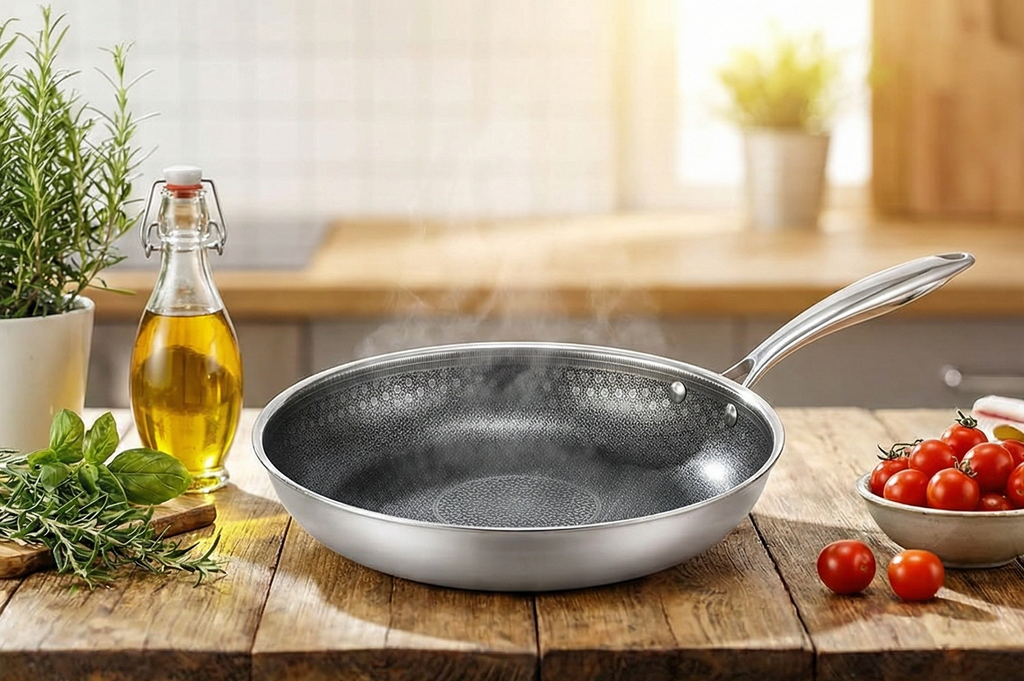 Black Cube Quick Release Fry Pan - Ceramic Nonstick Frying Pan - 9.5-Inch Stainless Steel Pan for Cooktops