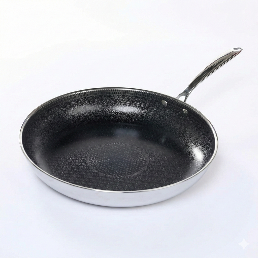 Black Cube Quick Release Fry Pan - Ceramic Nonstick Frying Pan - 9.5-Inch Stainless Steel Pan for Cooktops