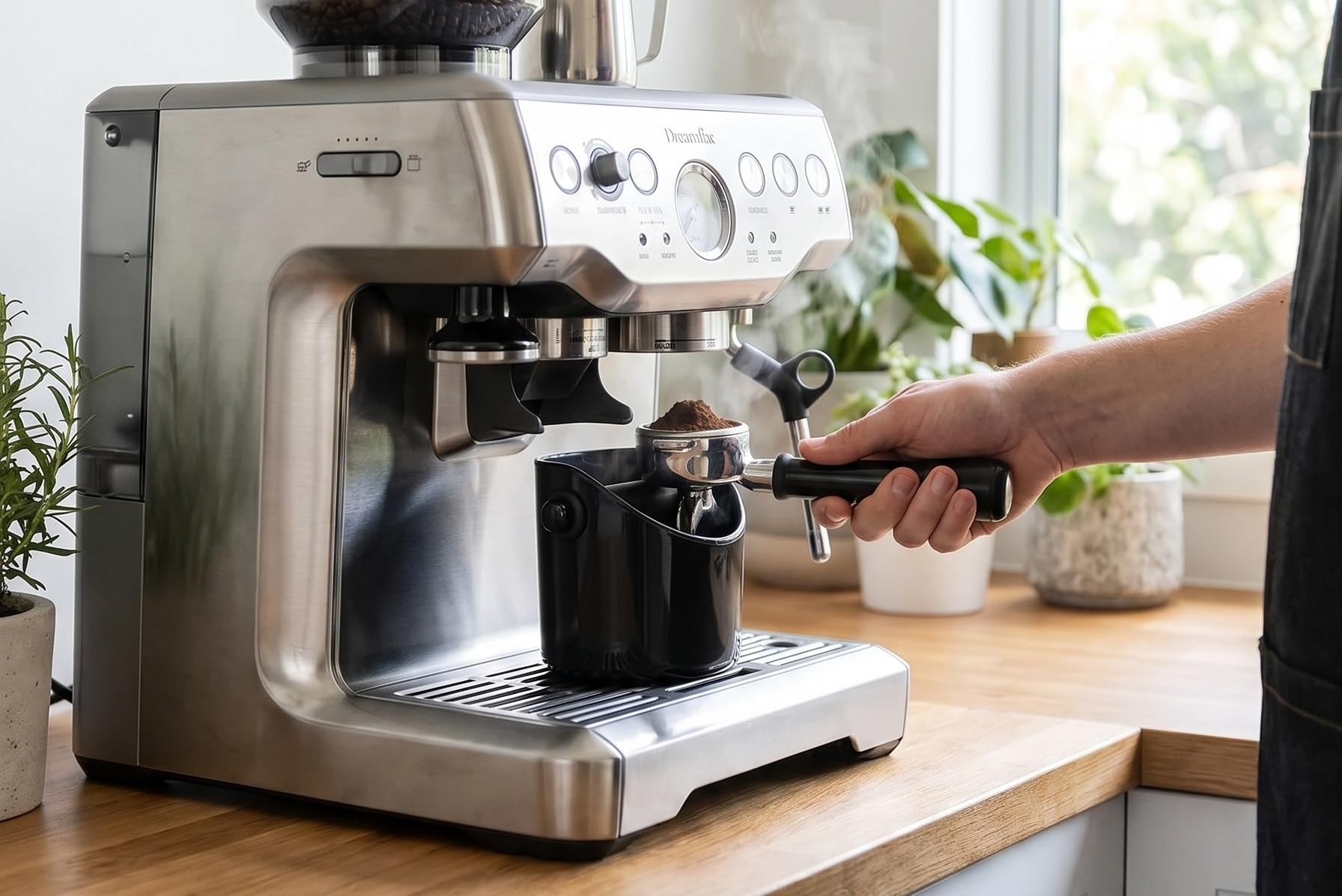 Dreamfarm Grindenstèin Sturdy, Compact, Modern Space-Saving Espresso Coffee Grind Knock Box - Black