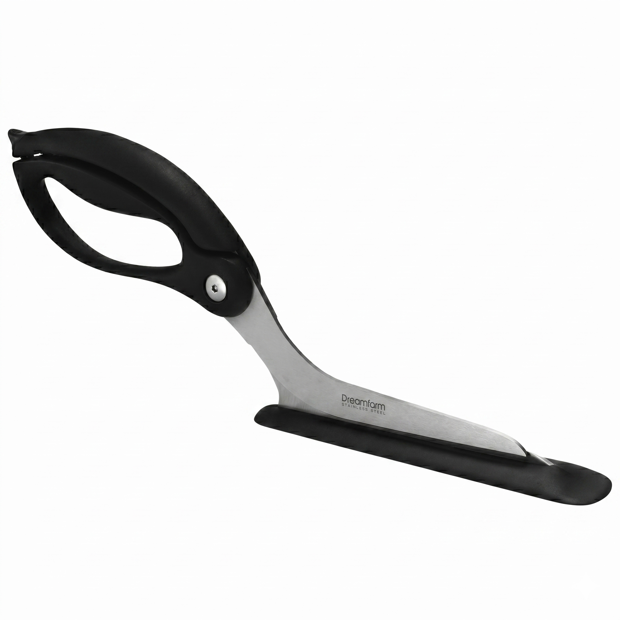 Dreamfarm Scizza 2-In-1 Easy Ergonomic Pizza Scissors with Stainless Steel Pizza Cutter Blades & Non-Stick Slice Server - Black