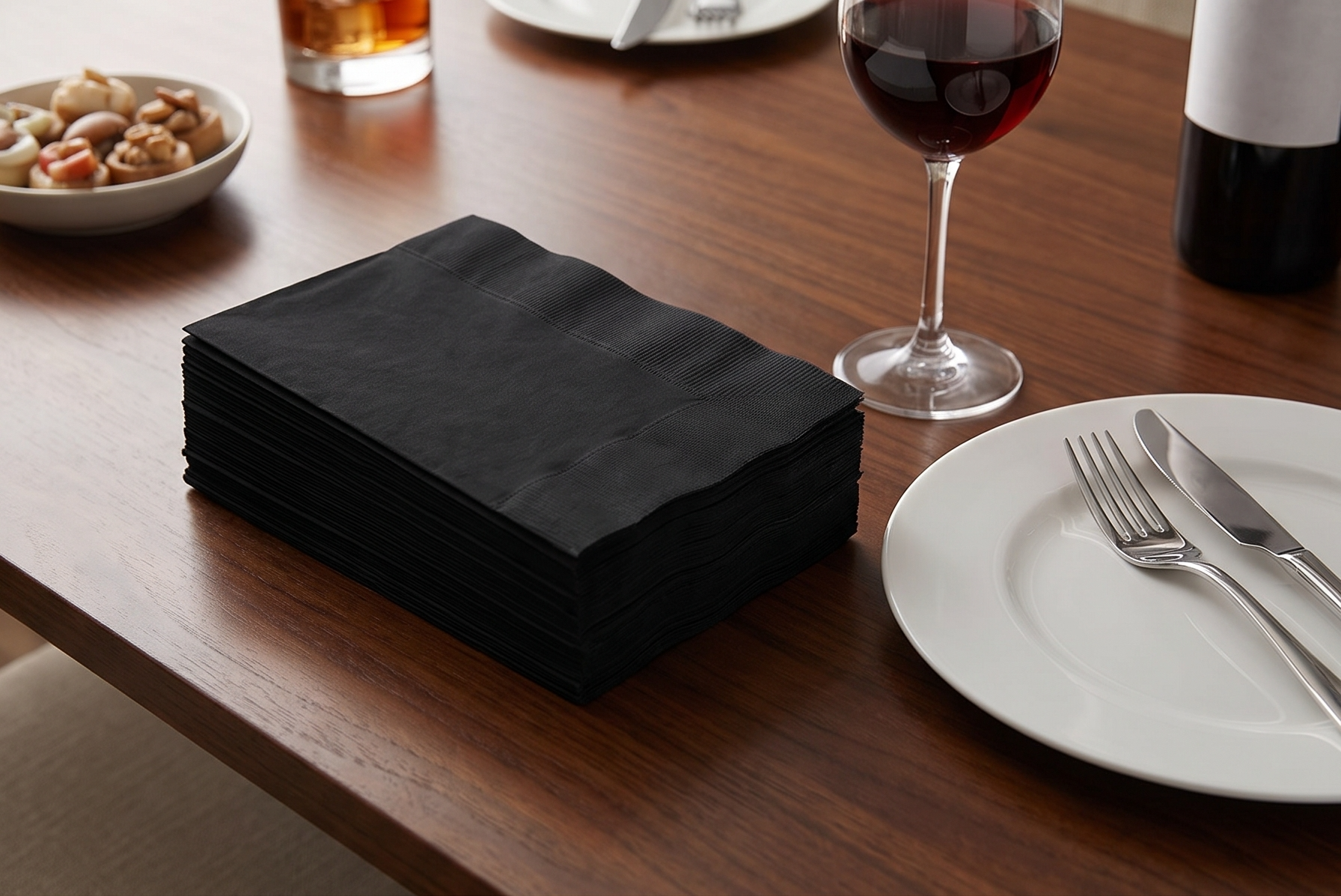 Creative Converting Touch of Color 100 Count 2-Ply Paper Dinner Napkins, Black Velvet - 279134