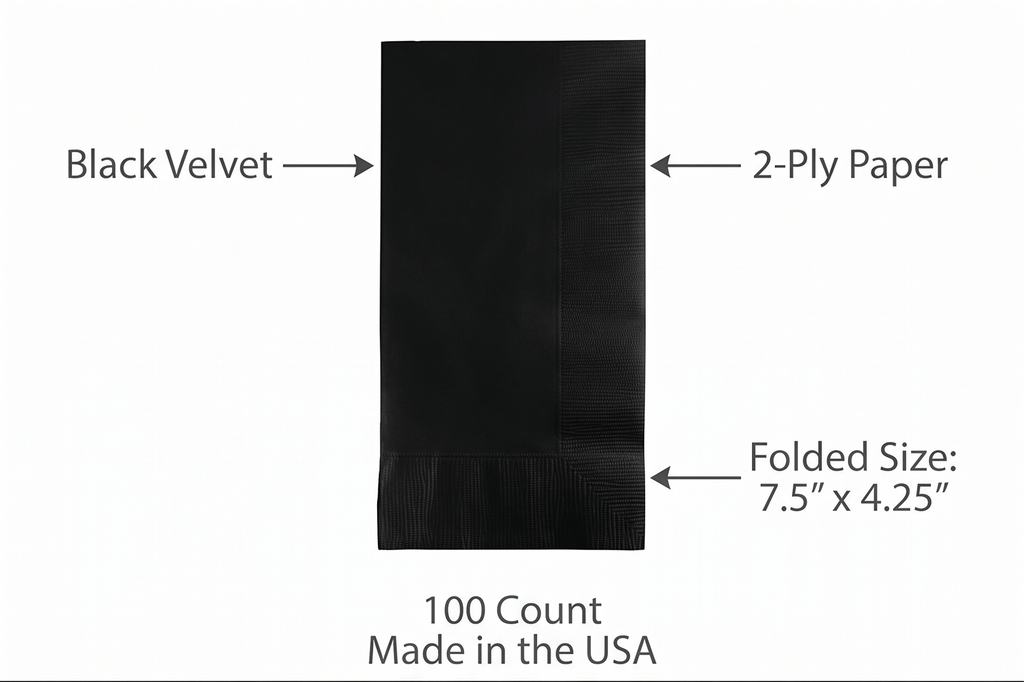 Creative Converting Touch of Color 100 Count 2-Ply Paper Dinner Napkins, Black Velvet - 279134