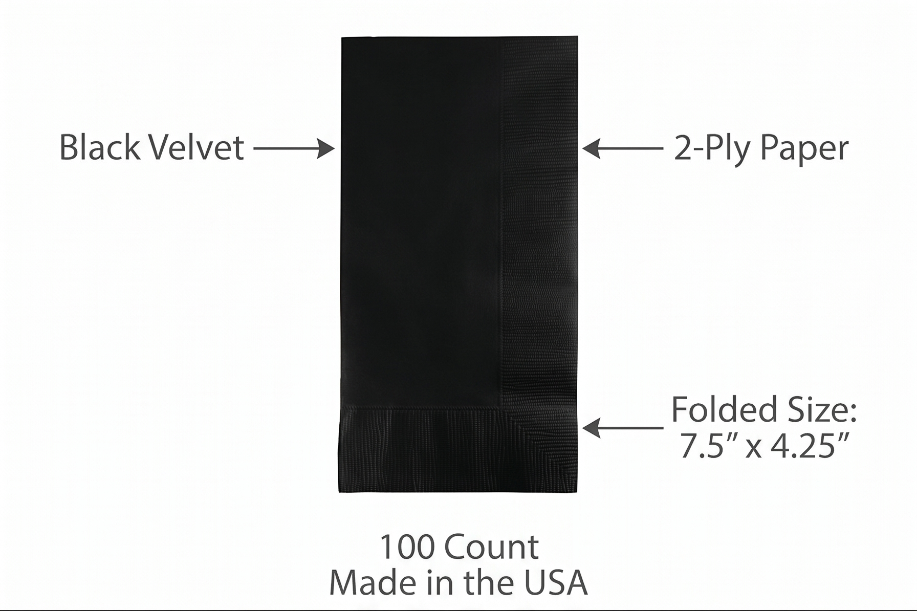 Creative Converting Touch of Color 100 Count 2-Ply Paper Dinner Napkins, Black Velvet - 279134