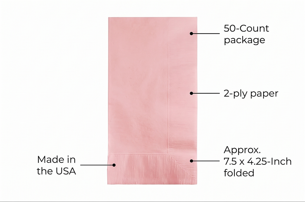 Creative Converting 50-Count Touch of Color Paper Dinner Napkins, Classic Pink
