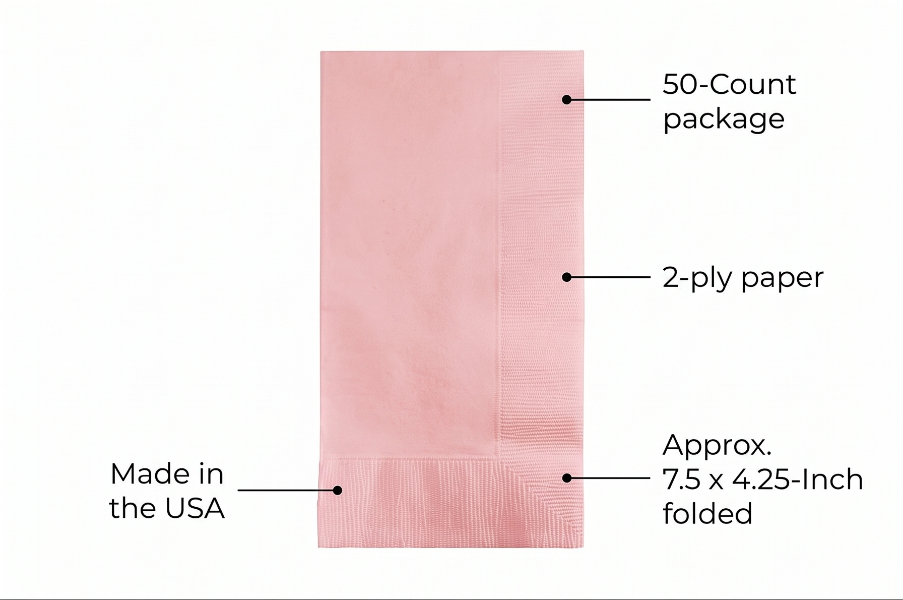 Creative Converting 50-Count Touch of Color Paper Dinner Napkins, Classic Pink