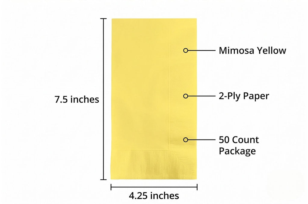 Creative Converting Touch of Color 2-Ply 50 Count Paper Dinner Napkins, Mimosa - 67102B