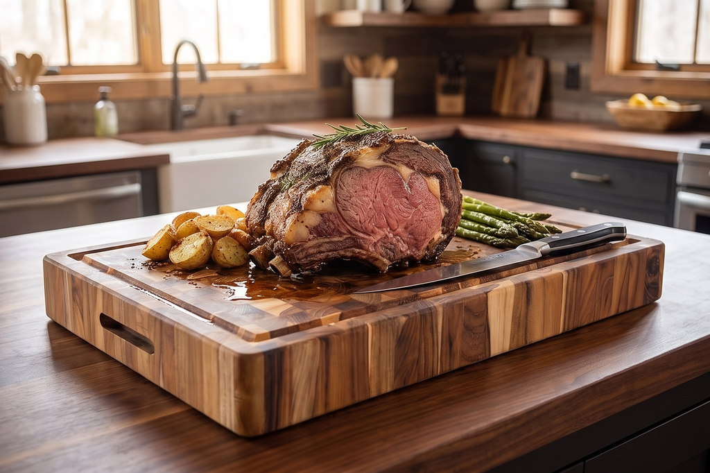 Teakhaus Butcher Block Carving Board - Large Extra Thick Cutting Board with Juice Groove - Holiday Gift Ideas for Men and Women - Gift-Ready End Grain Wood, Knife Friendly - FSC Certified