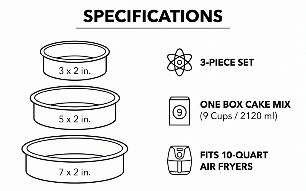 Fat Daddio's PRD-1BOX Anodized Aluminum One Box of Cake Mix Mini Tier Round Cake Pans, Set of 3, Silver