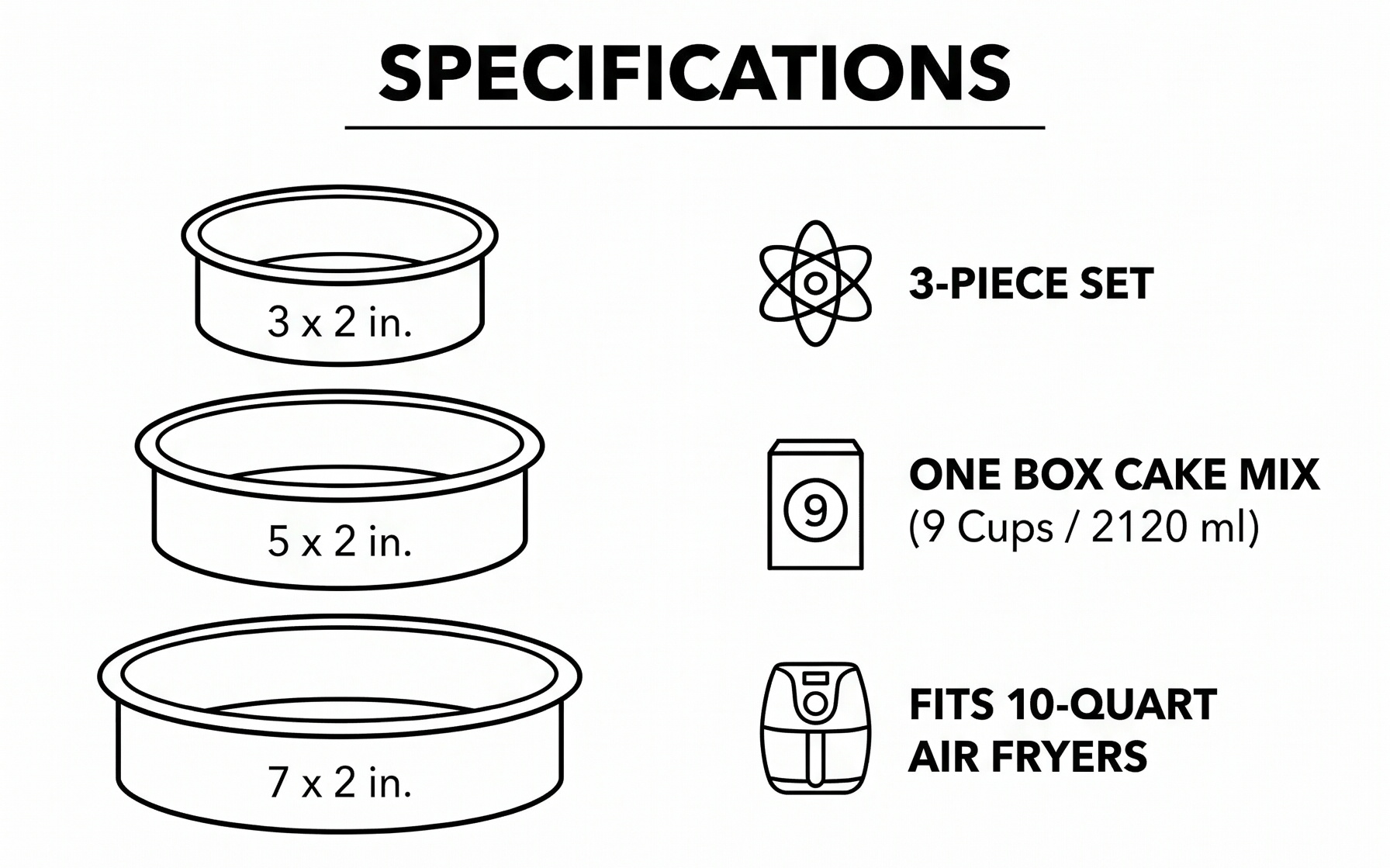 Fat Daddio's PRD-1BOX Anodized Aluminum One Box of Cake Mix Mini Tier Round Cake Pans, Set of 3, Silver