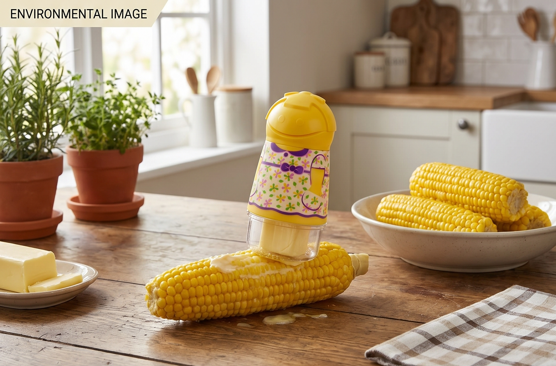 Talisman Designs Girl Keeper & Spreader | Fun & Functional in The Kitchen | Butter Girl for Corn on the Cob | Corn Butter, Spreader | Butter Stick Holder | Yellow