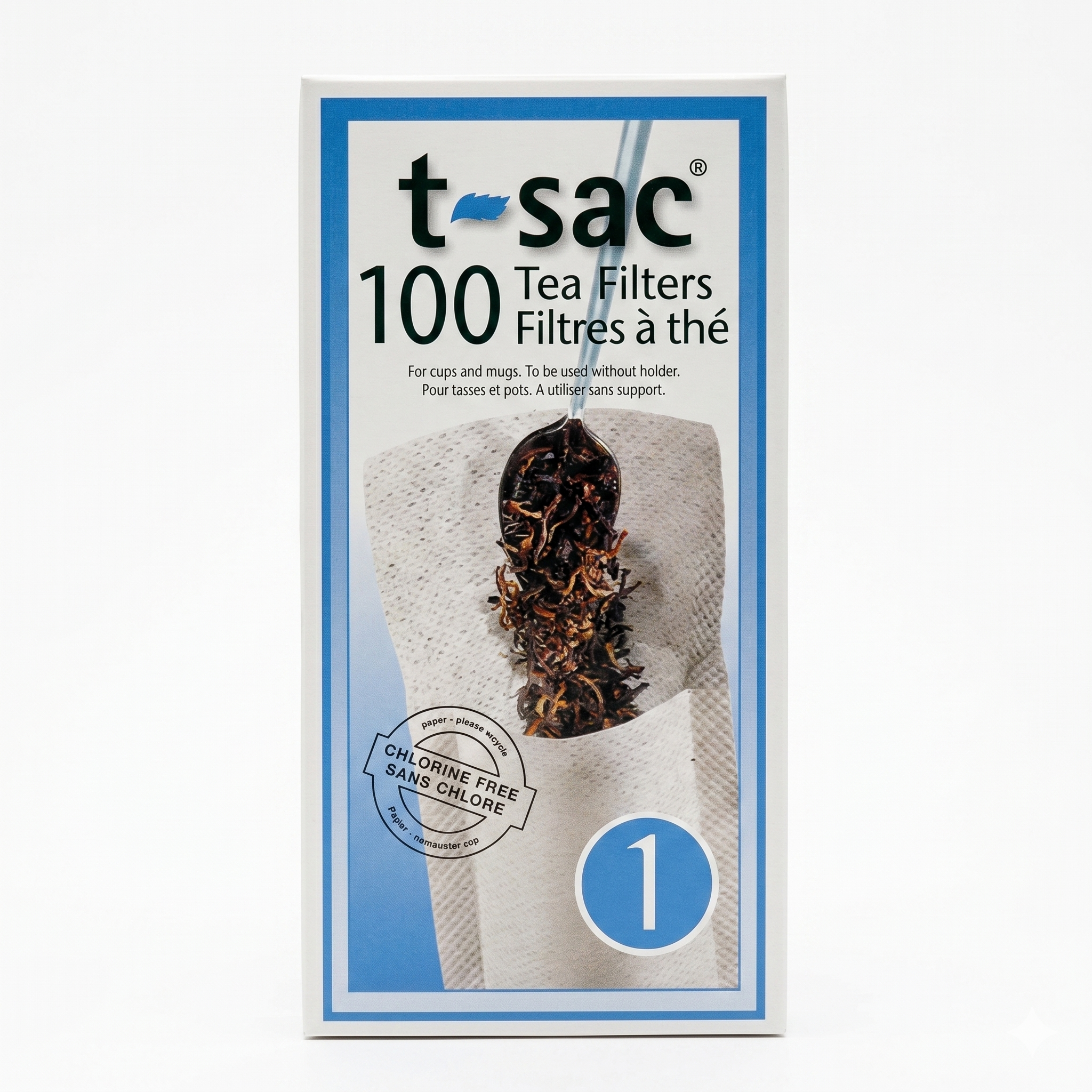 T-Sac Tea Filter Bags, Disposable Tea Infuser, Number 1-Size, 1-Cup Capacity, Set of 100
