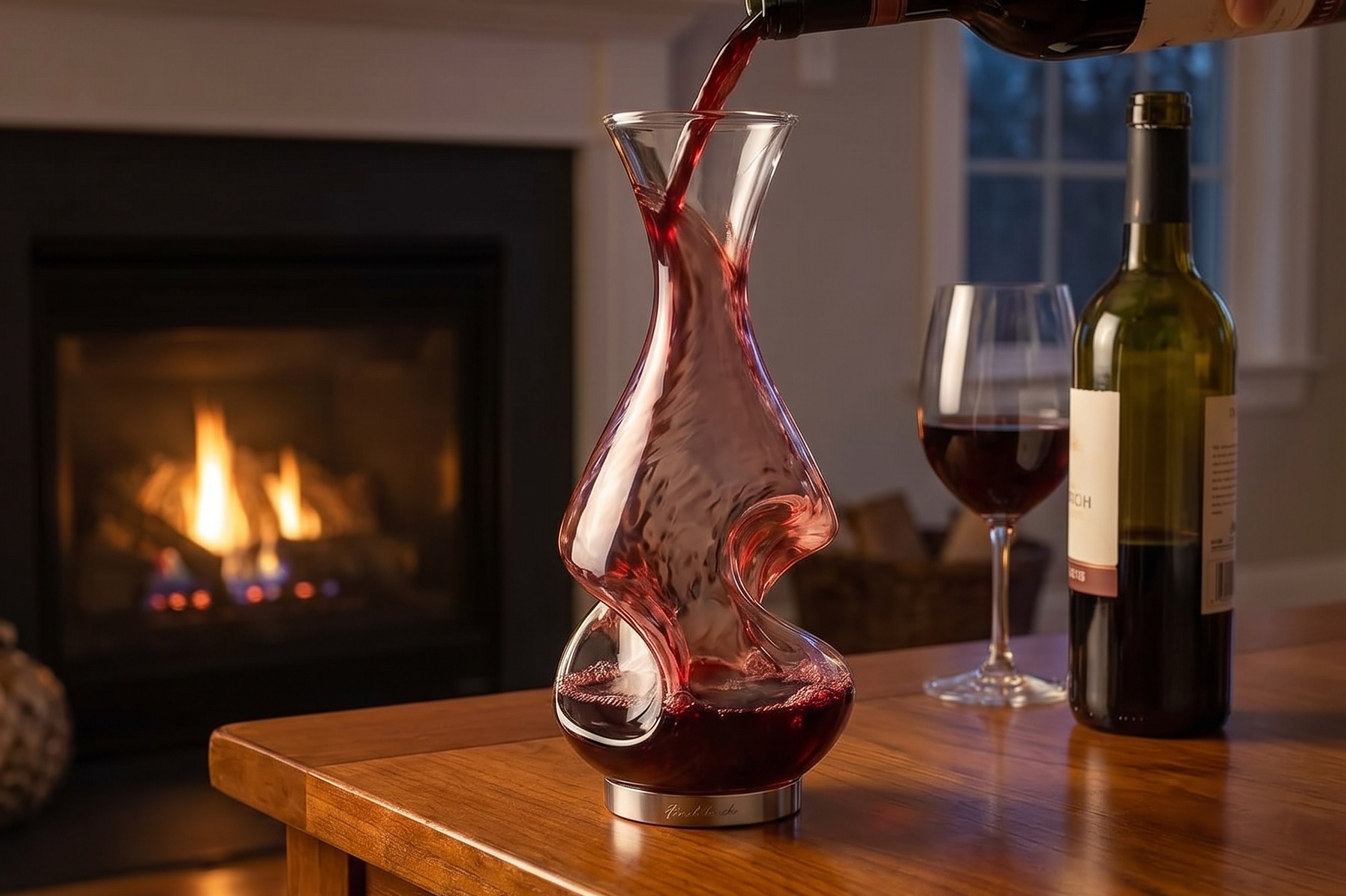 Final Touch Conundrum Wine Decanter Aerator - Superior Aeration & Oxygenation, Two-Phase Aeration Process, Enhances Flavor & Aroma, Elegant Stainless Steel Base, 375ml Capacity (WDA600)
