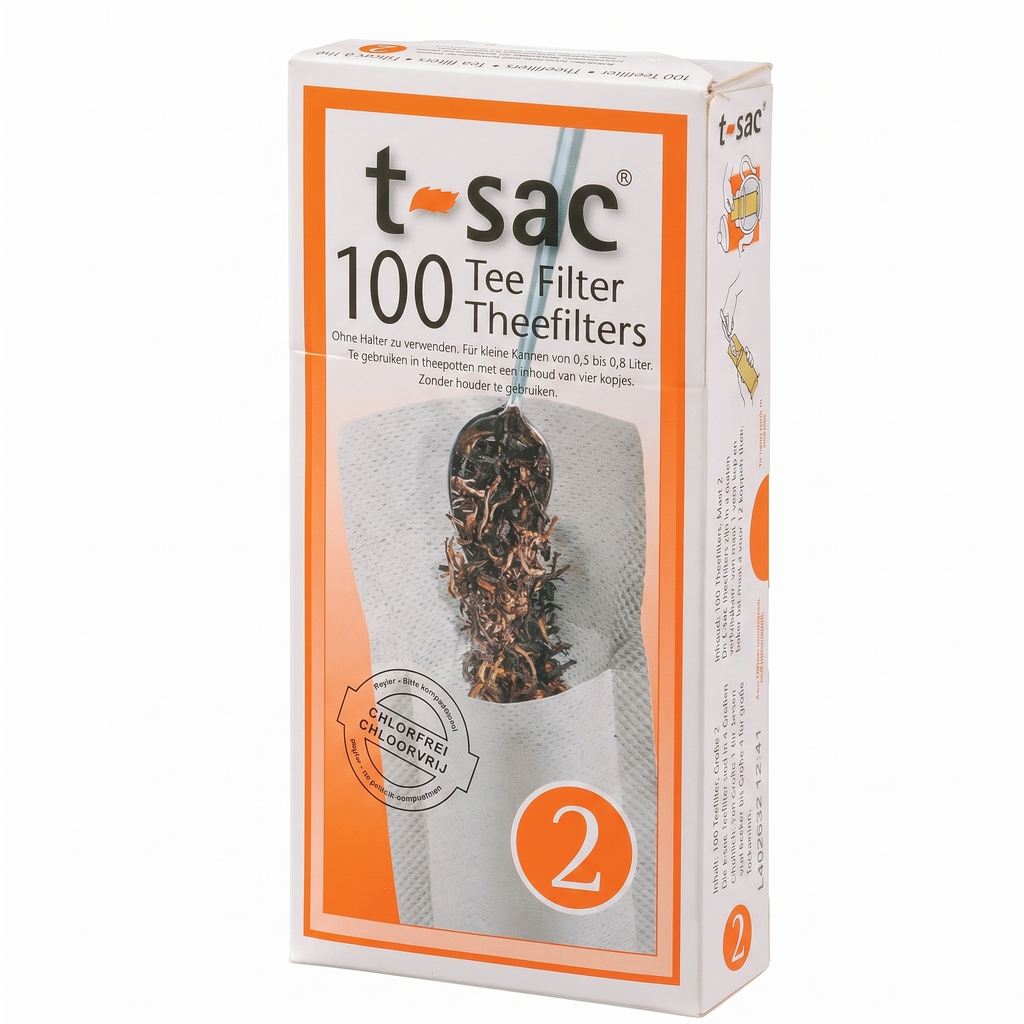 T-Sac Tea Filter Bags, Disposable Tea Infuser, Number 2-Size, 2 to 4-Cup Capacity, Set of 100
