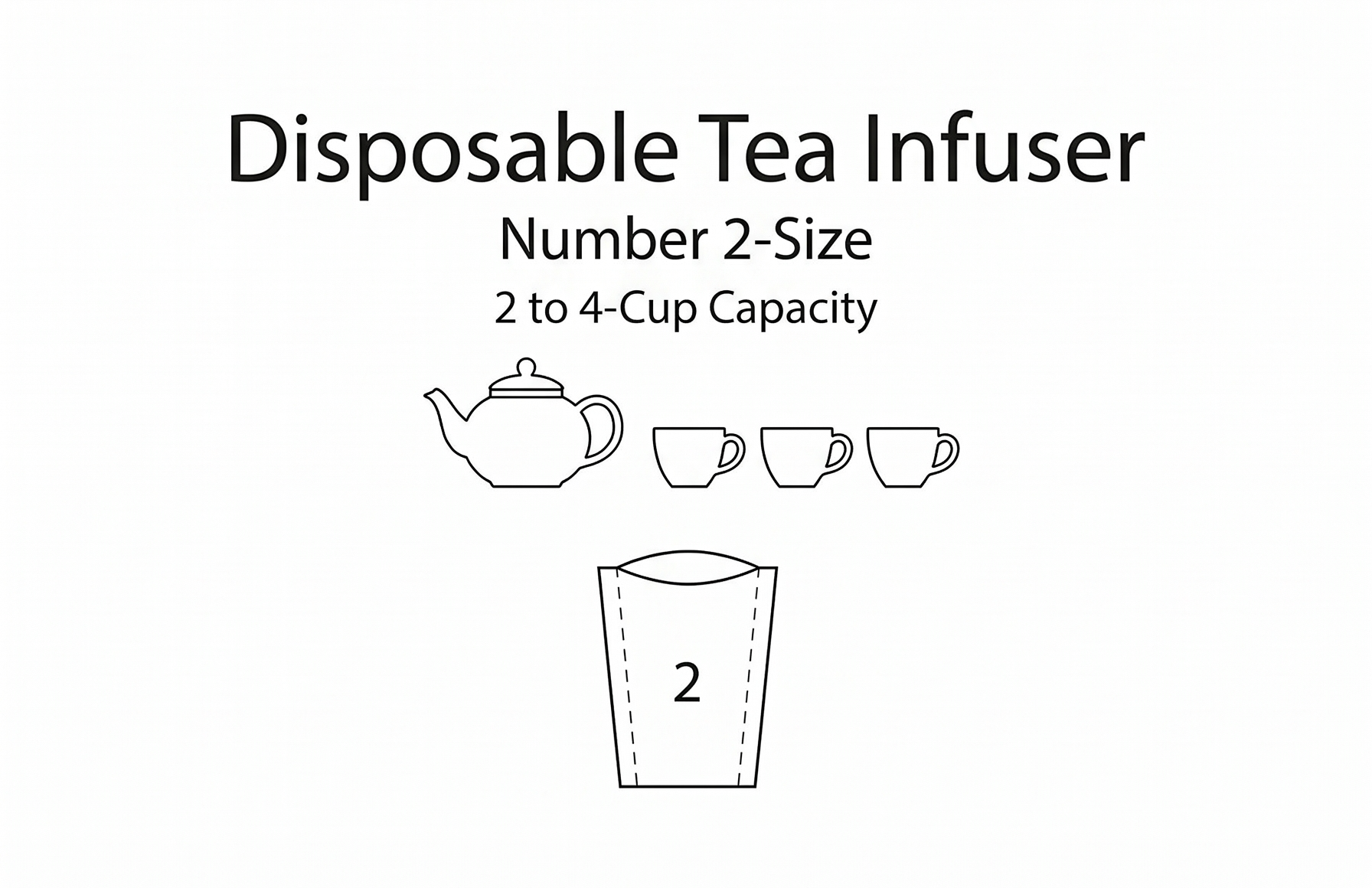 T-Sac Tea Filter Bags, Disposable Tea Infuser, Number 2-Size, 2 to 4-Cup Capacity, Set of 100