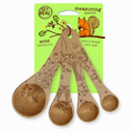 Talisman Designs Laser Etched Beechwood | Set of 4 | Woodland Design | Natural, Wooden Measuring Spoons Set| Cute & Functional Kitchen Tools